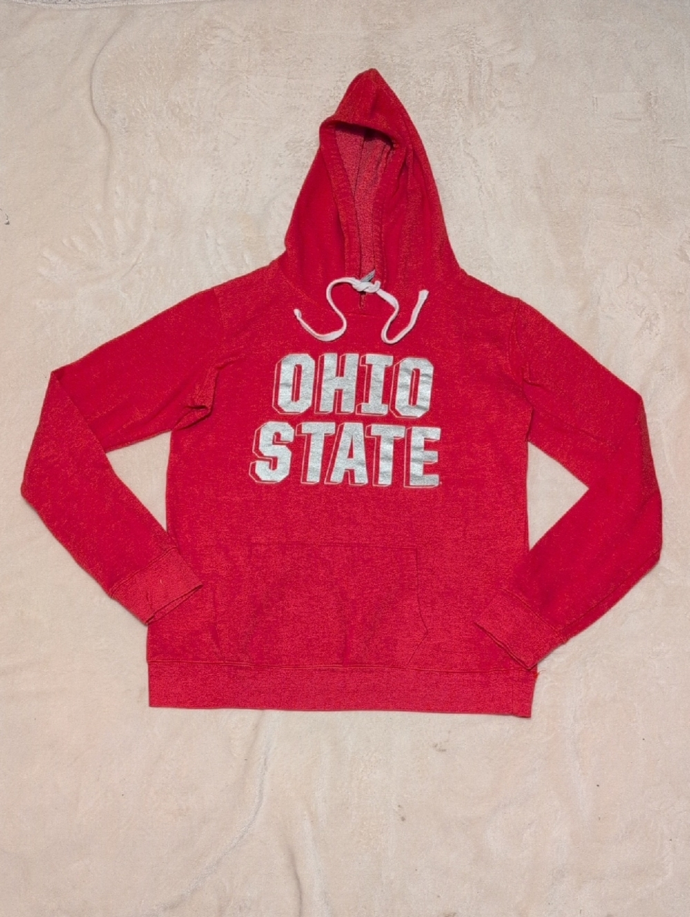 Ohio State Woman's  Red With Silver Letters Hoodie Sweater Size XL
